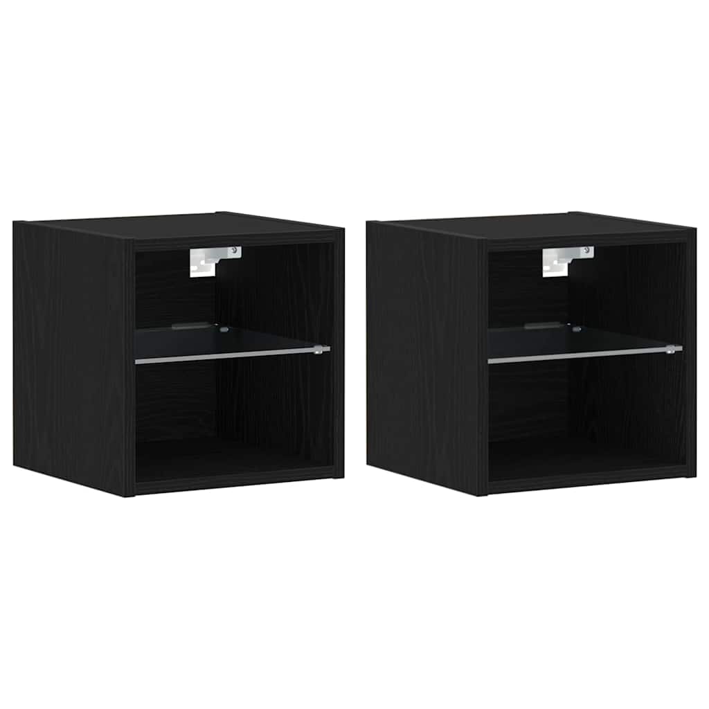 TV-skab 2 pcs Sort 30 x 28.5 x 30 cm Konstrueret træ