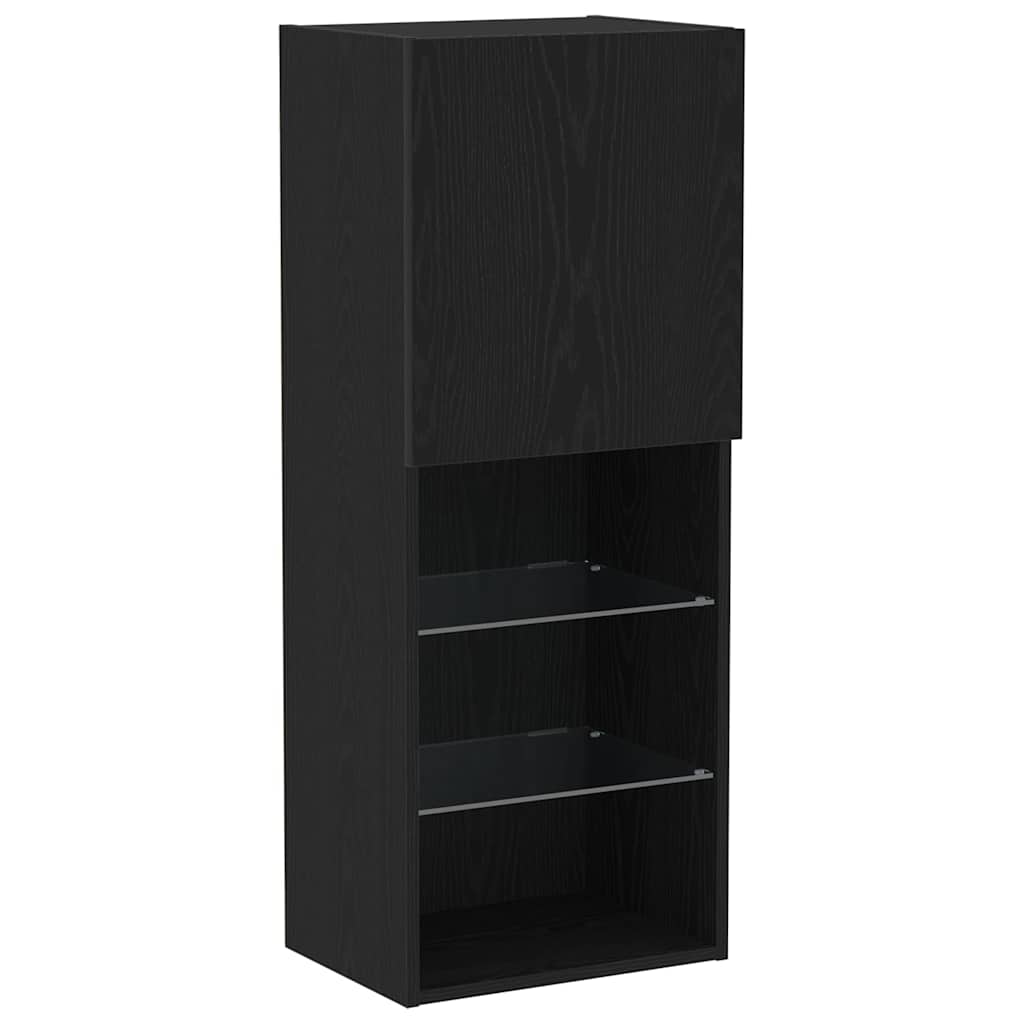 TV-skab Vægmonteret Sort eg 40.5 x 30 x 102 cm Konstrueret træ
