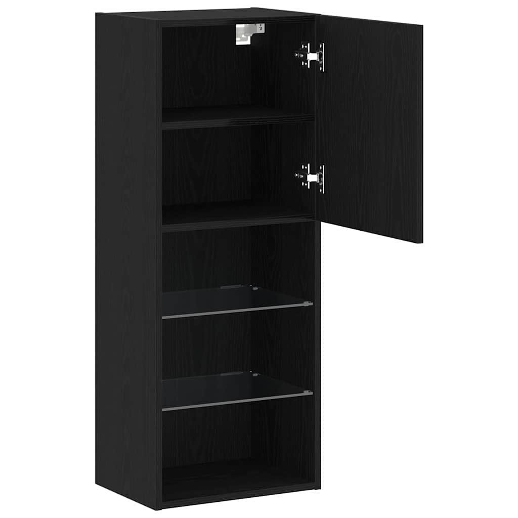 TV-skab Vægmonteret Sort eg 40.5 x 30 x 102 cm Konstrueret træ