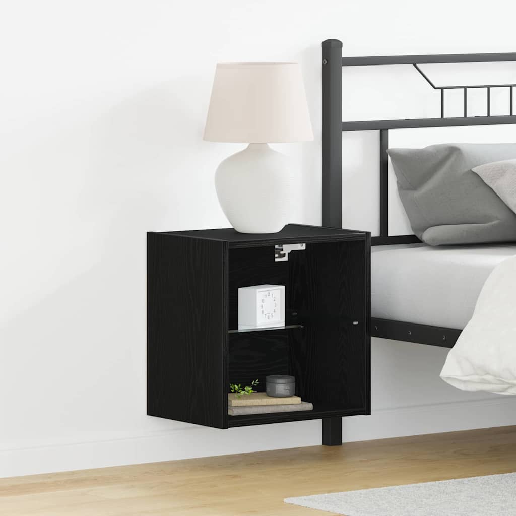 Svævende hylde 2 pcs Sort 40 x 28.5 x 40 cm Konstrueret træ