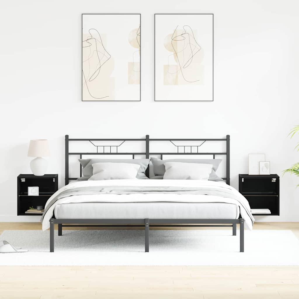 Svævende hylde 2 pcs Sort 40 x 28.5 x 40 cm Konstrueret træ