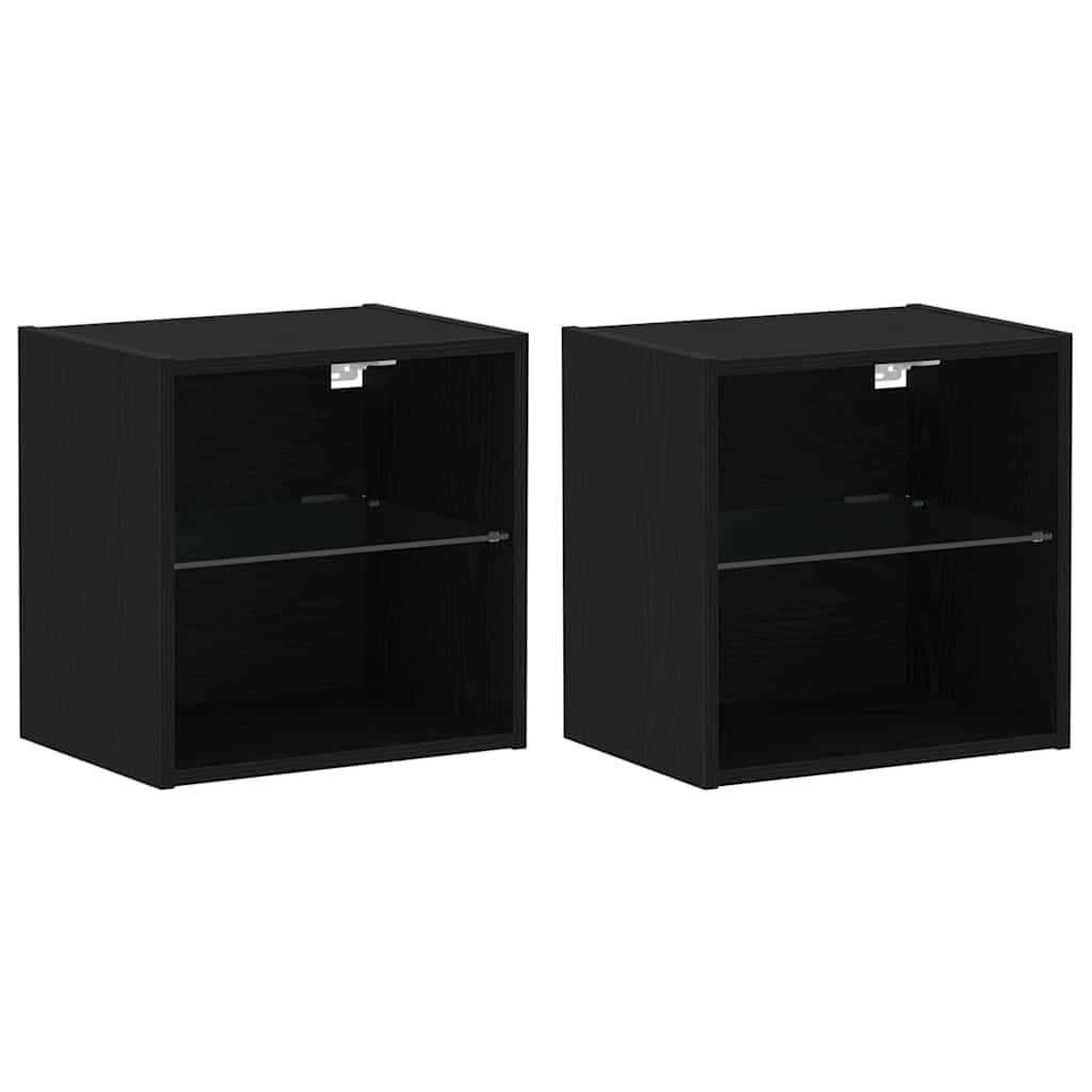 Svævende hylde 2 pcs Sort 40 x 28.5 x 40 cm Konstrueret træ
