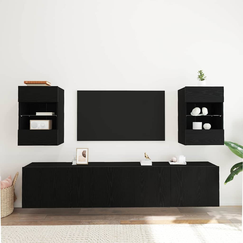 TV-skab 2 pcs Sort 40 x 30 x 60.5 cm Konstrueret træ