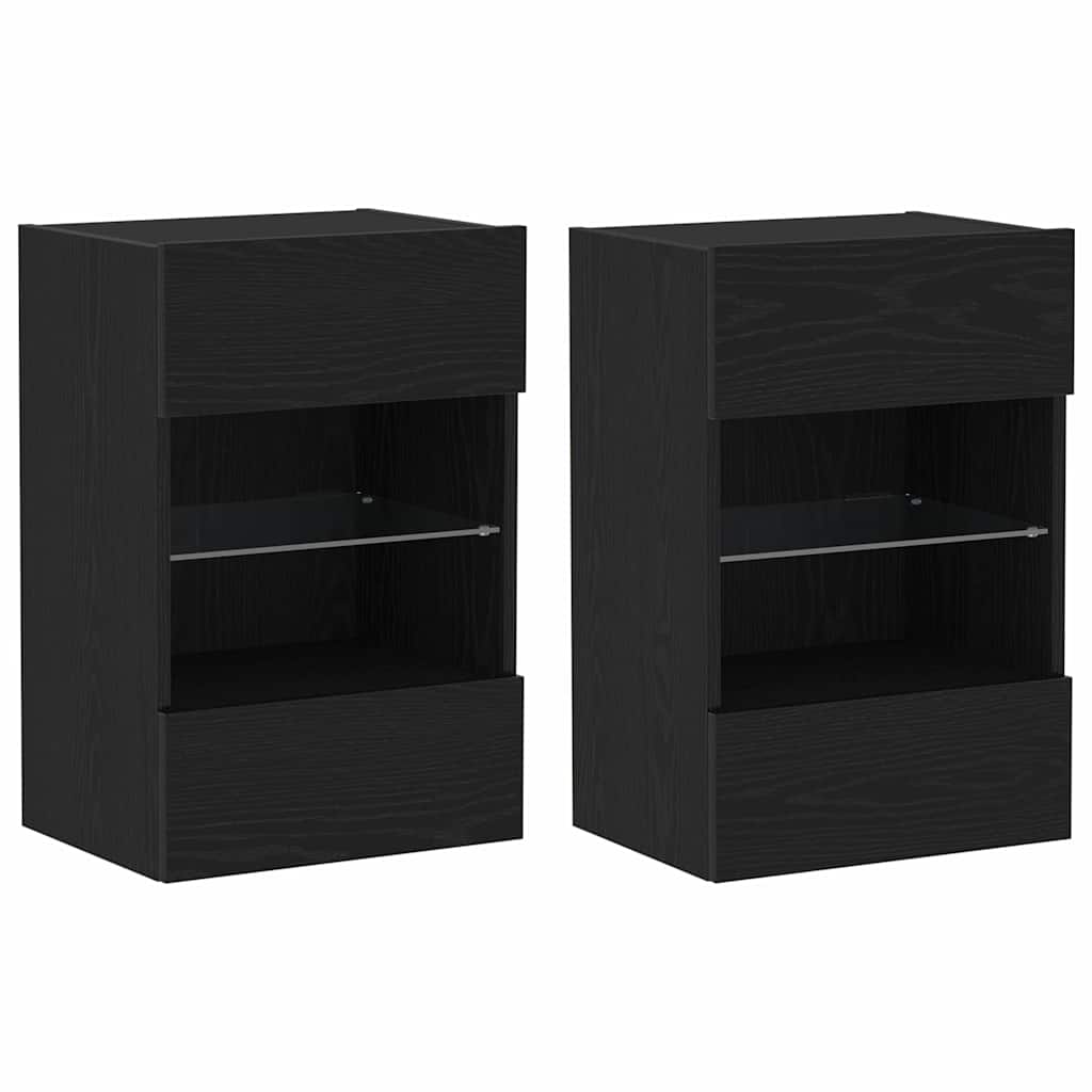 TV-skab 2 pcs Sort 40 x 30 x 60.5 cm Konstrueret træ