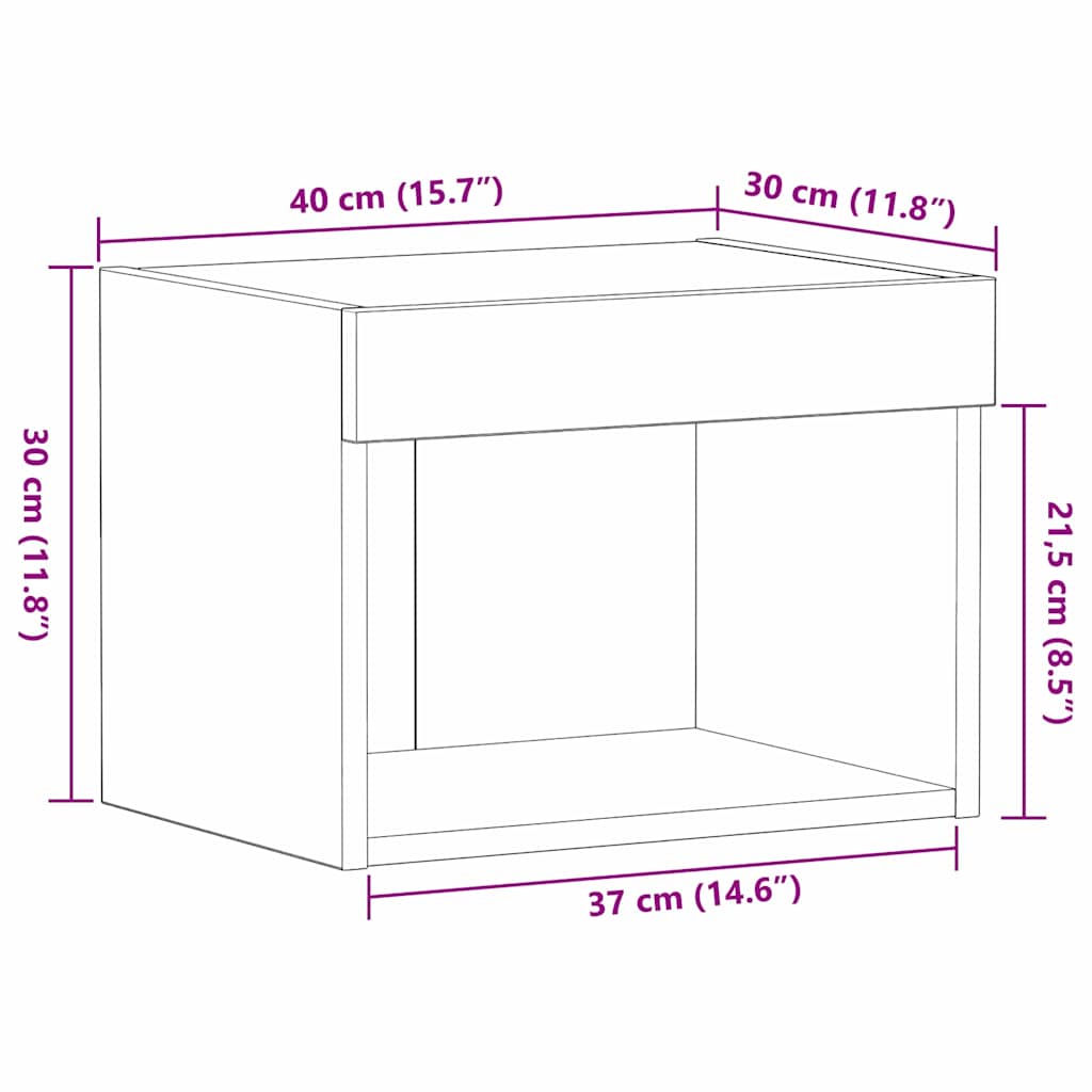TV-skab Vægmonteret Sort eg 40 x 30 x 30 cm Konstrueret træ