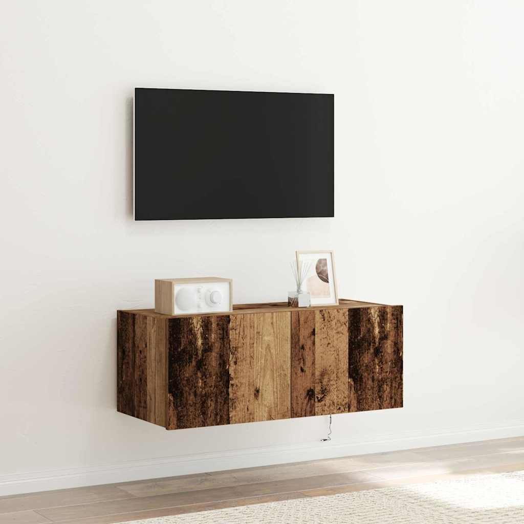 TV vægskab Gammelt træ 80 x 35 x 31 cm Konstrueret træ