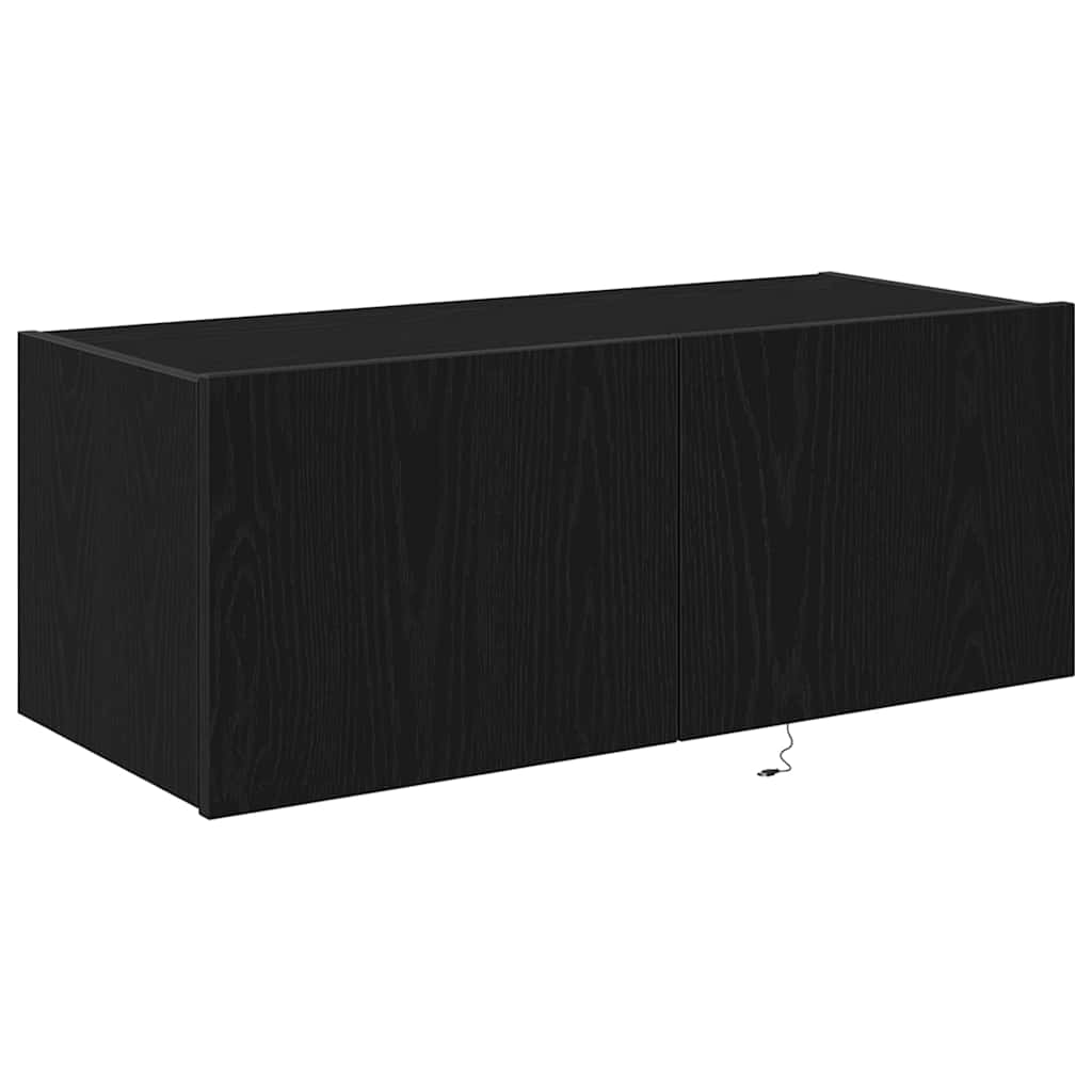 TV vægskab Vægmonteret Sort eg 80 x 35 x 31 cm Konstrueret træ