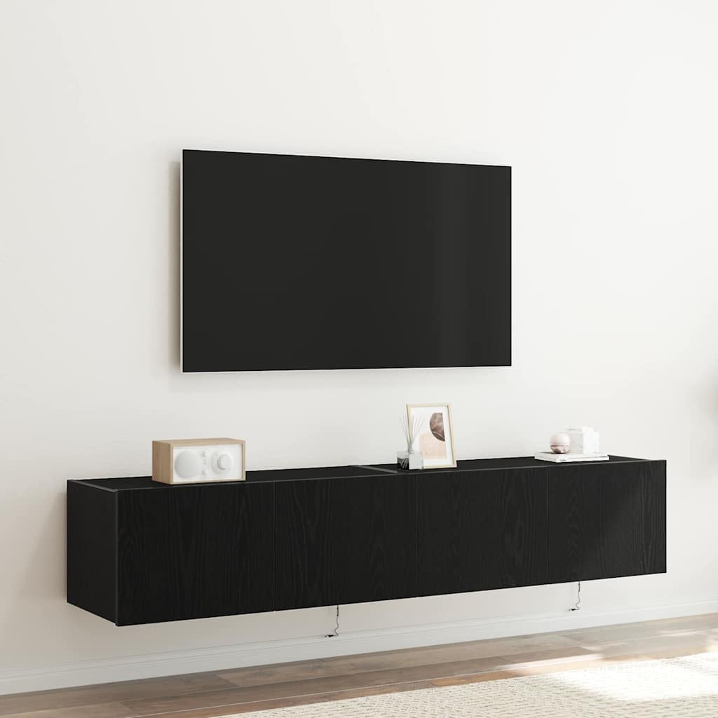 TV vægskab Vægmonteret Sort eg 80 x 35 x 31 cm Konstrueret træ