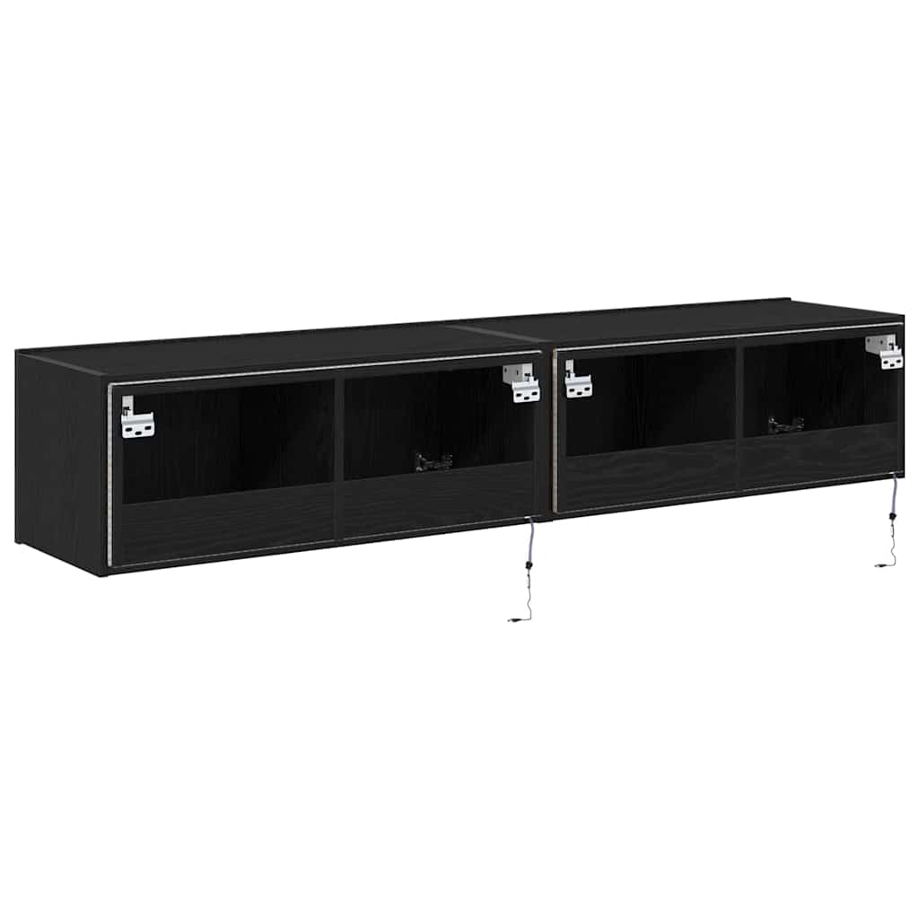 TV vægskab Vægmonteret Sort eg 80 x 35 x 31 cm Konstrueret træ