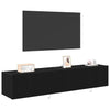 TV vægskab Vægmonteret Sort eg 80 x 35 x 31 cm Konstrueret træ