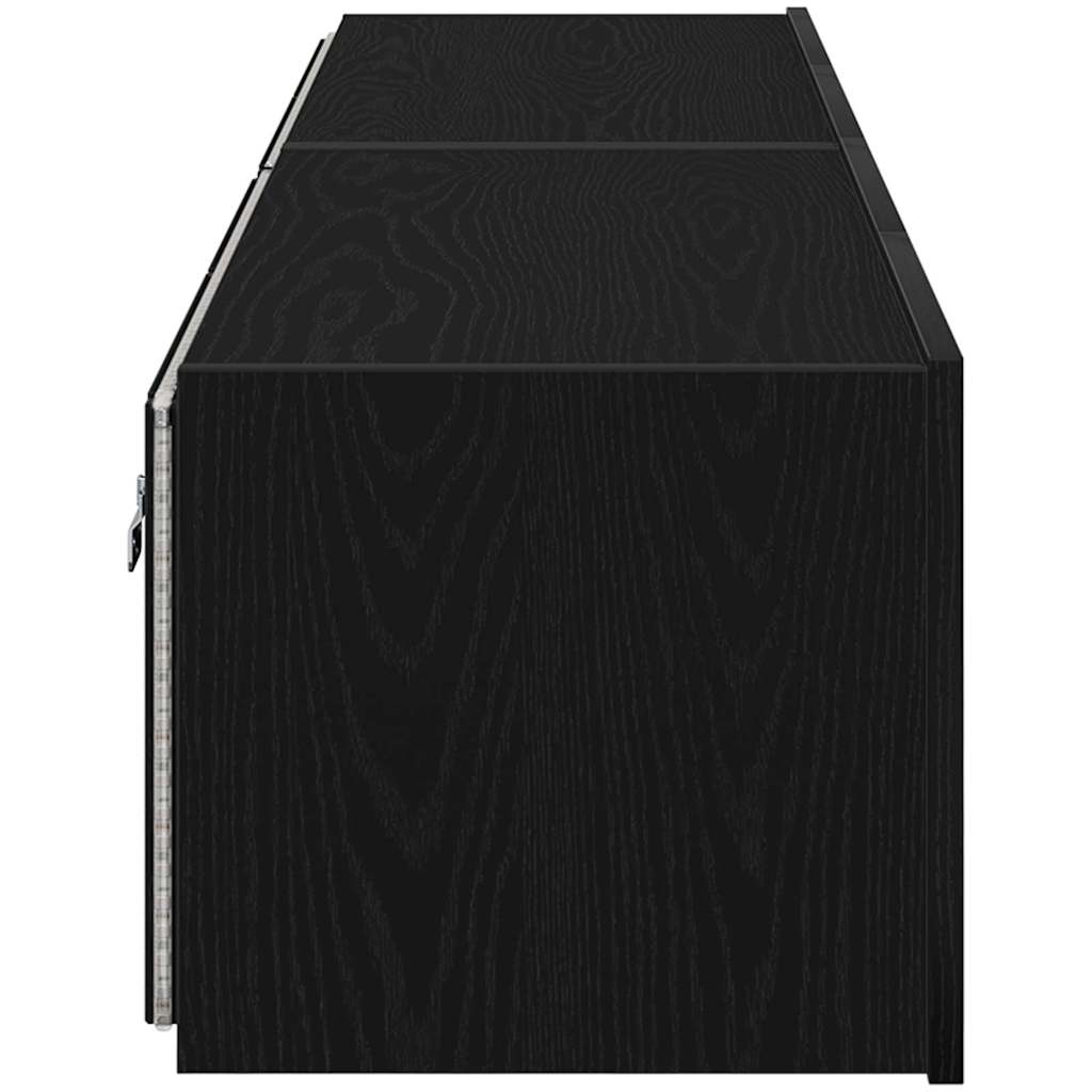 TV vægskab Vægmonteret Sort eg 80 x 35 x 31 cm Konstrueret træ