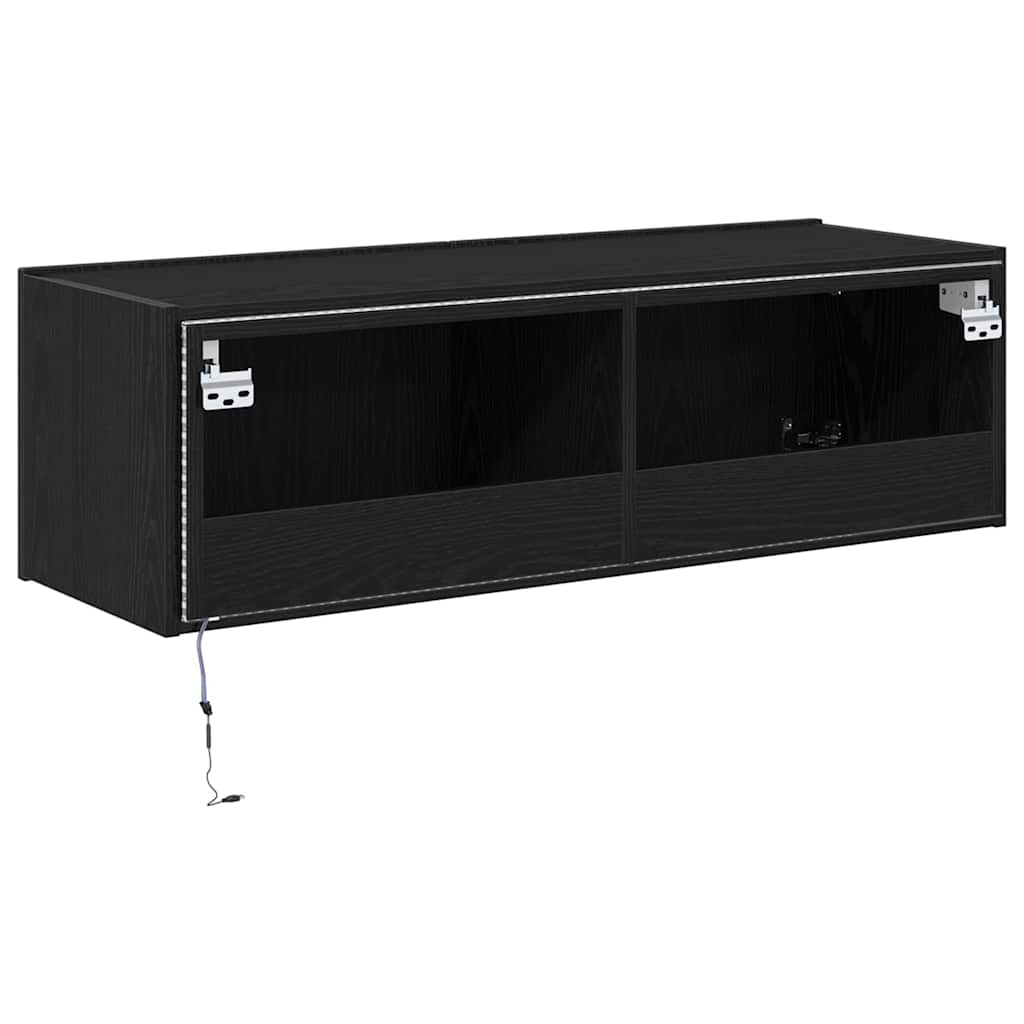 TV vægskab Vægmonteret Sort eg 100 x 35 x 31 cm Konstrueret træ