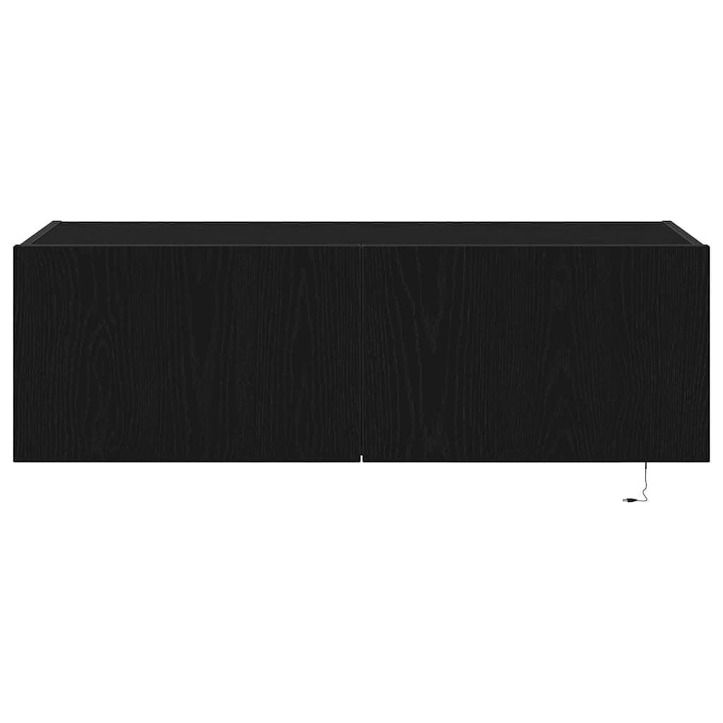 TV vægskab Vægmonteret Sort eg 100 x 35 x 31 cm Konstrueret træ