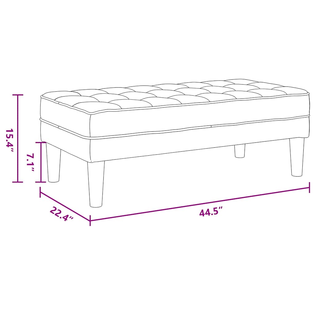 bænk Lysegrå 113 x 57 x 39 cm Fløjl