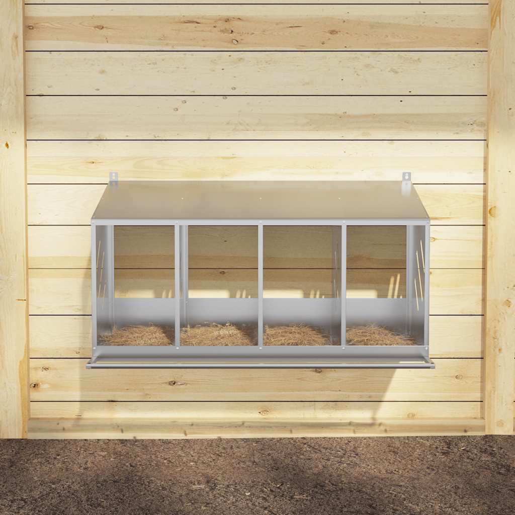 redekasse til høns med 4 rum galvaniseret sølvmetal