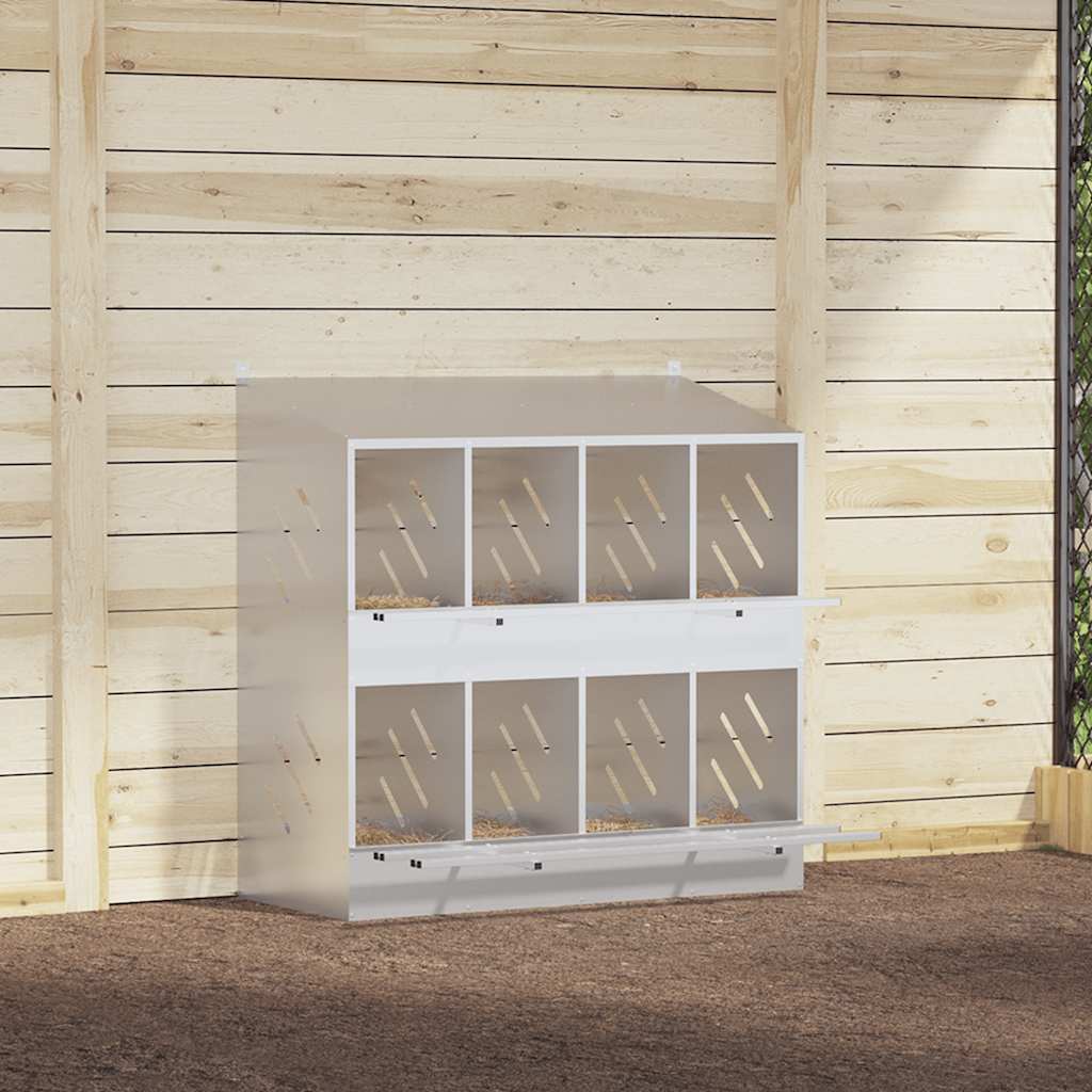 redekasse til høns med 8 rum galvaniseret sølvmetal