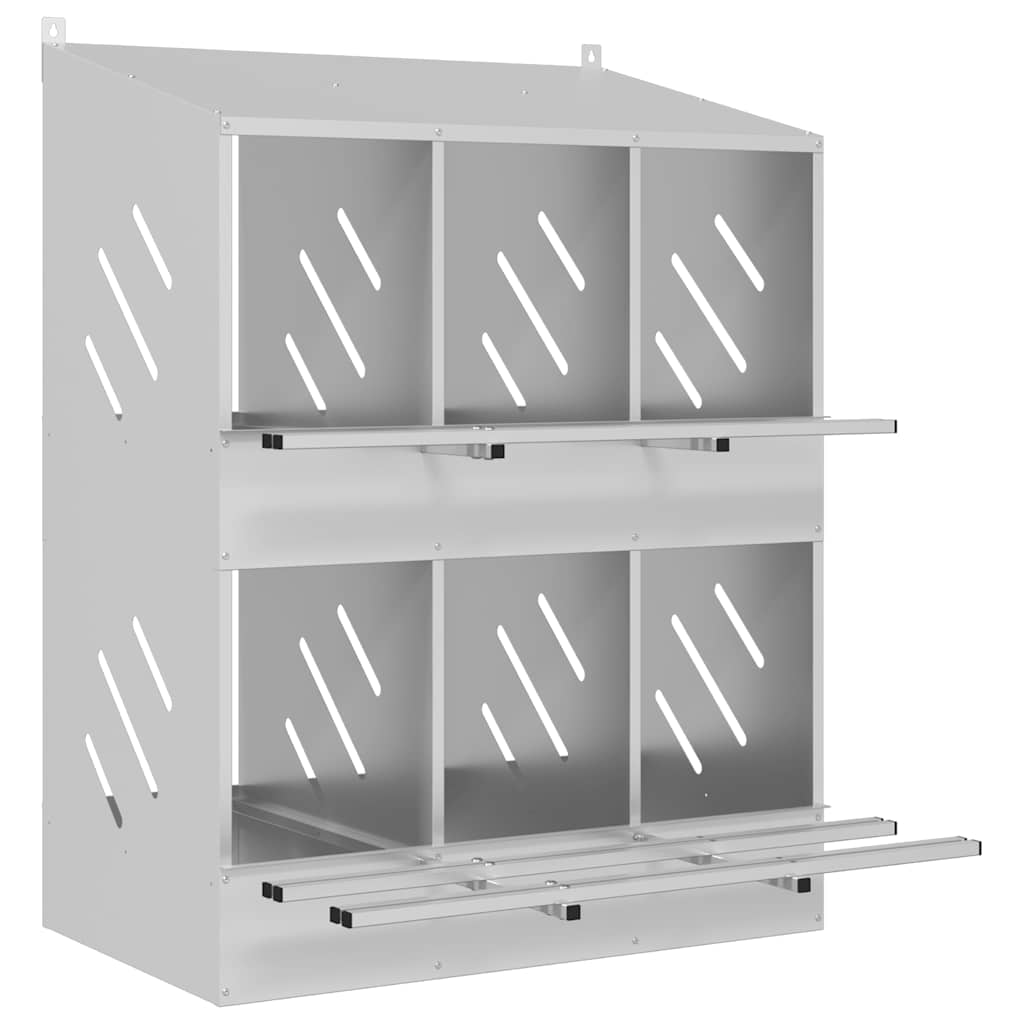 redekasse til høns med 6 rum galvaniseret sølvmetal