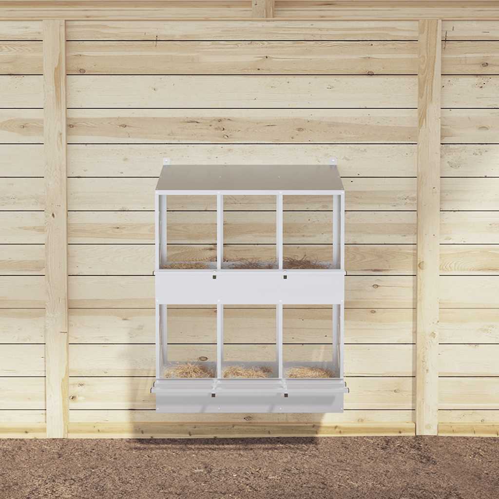 redekasse til høns med 6 rum galvaniseret sølvmetal