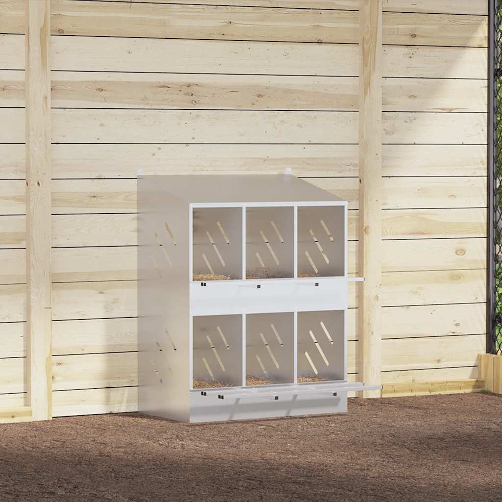 redekasse til høns med 6 rum galvaniseret sølvmetal