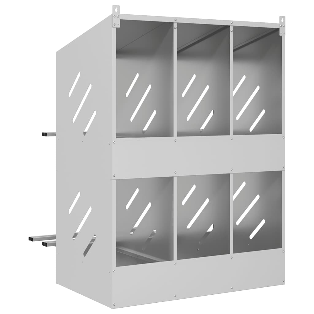 redekasse til høns med 6 rum galvaniseret sølvmetal