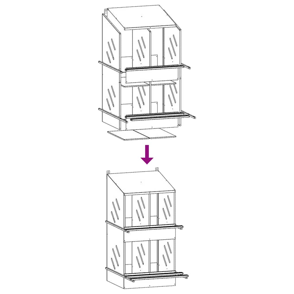 redekasse til høns med 4 rum metal olivengrøn