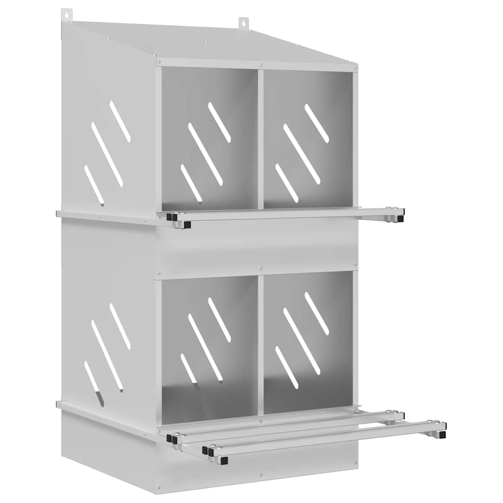 redekasse til høns med 4 rum galvaniseret sølvmetal