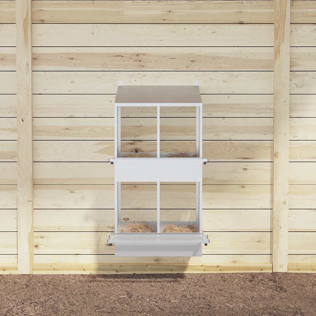 redekasse til høns med 4 rum galvaniseret sølvmetal