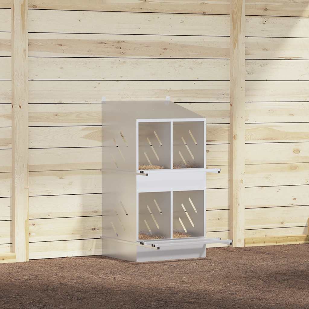 redekasse til høns med 4 rum galvaniseret sølvmetal