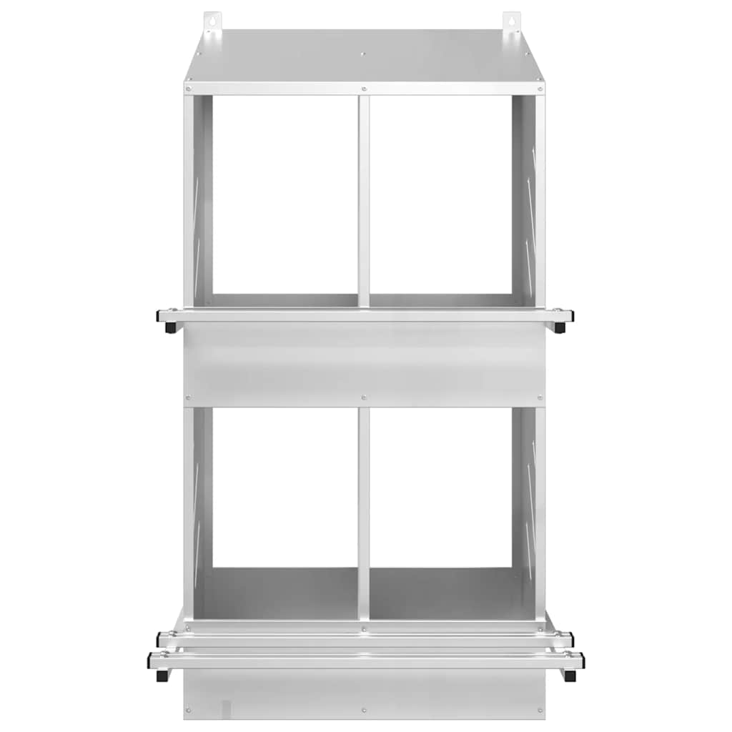 redekasse til høns med 4 rum galvaniseret sølvmetal