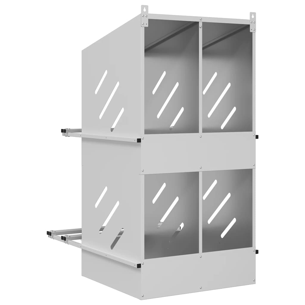 redekasse til høns med 4 rum galvaniseret sølvmetal