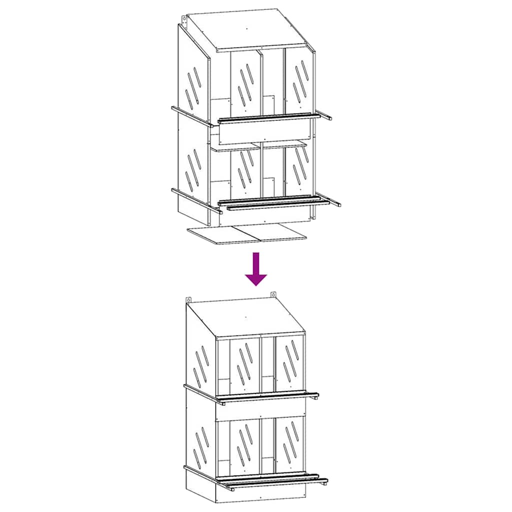 redekasse til høns med 4 rum galvaniseret sølvmetal