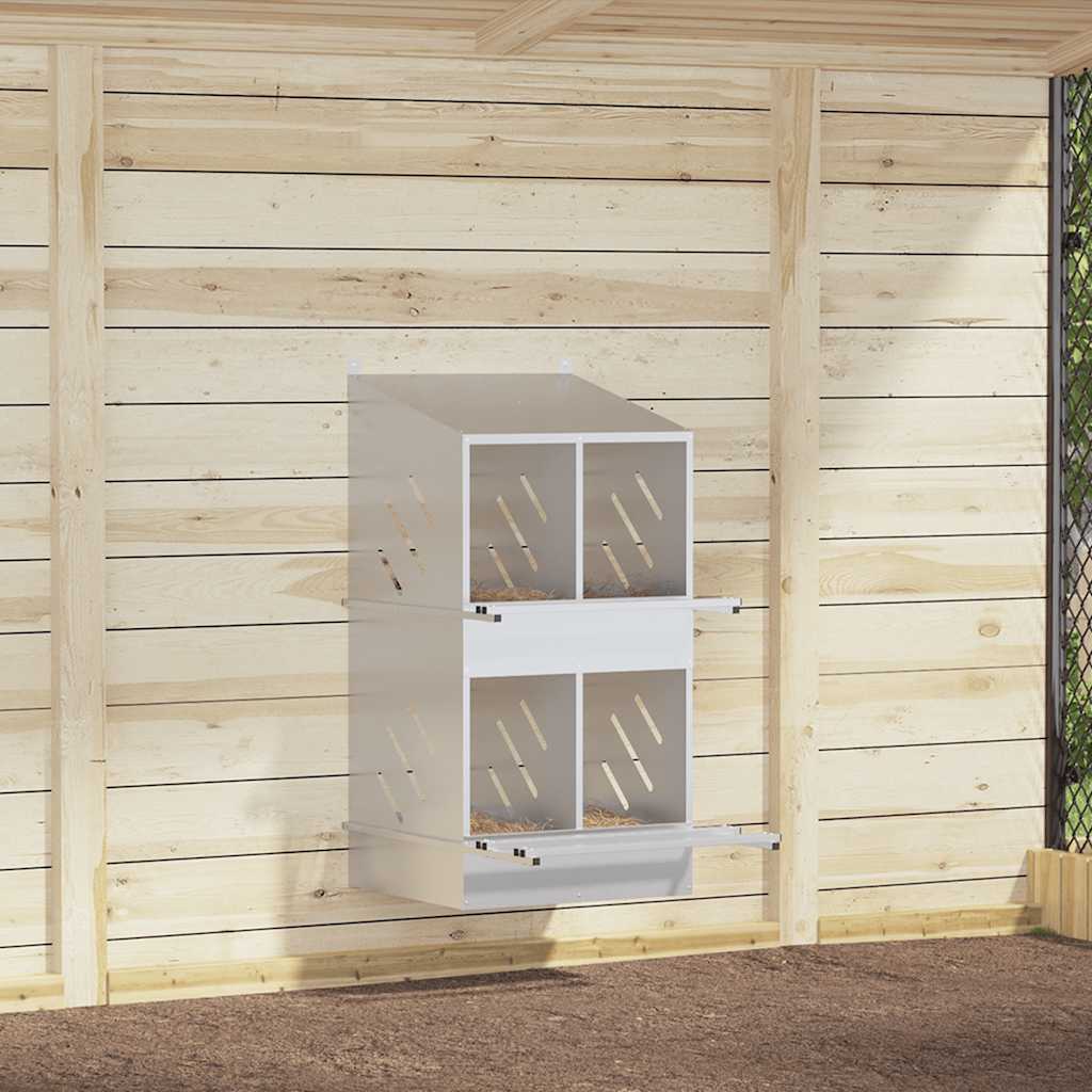 redekasse til høns med 4 rum galvaniseret sølvmetal