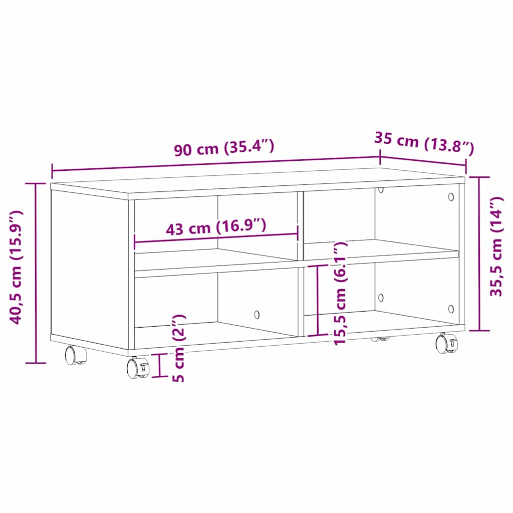TV-skab Brun 90 x 35 x 35 cm Konstrueret træ