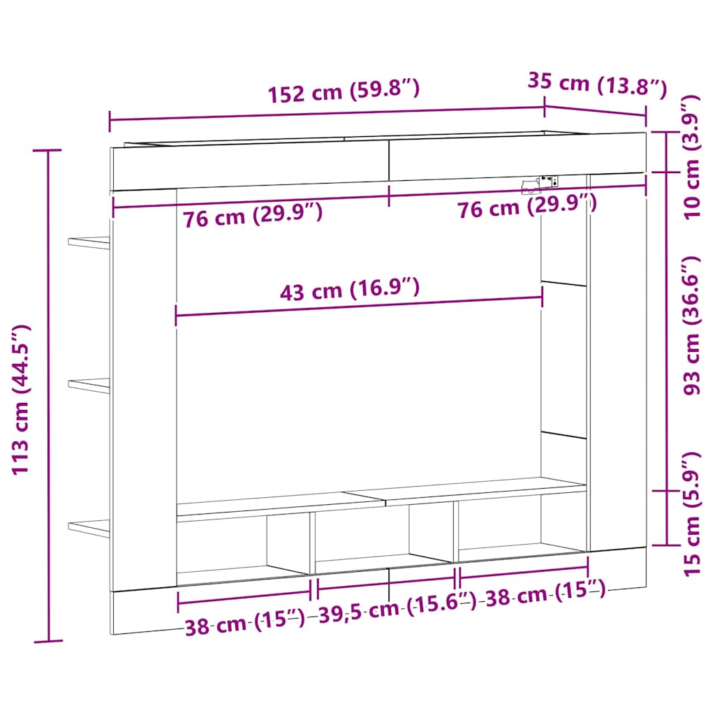 TV-skab artisan eg 152 x 22 x 113 cm Konstrueret træ