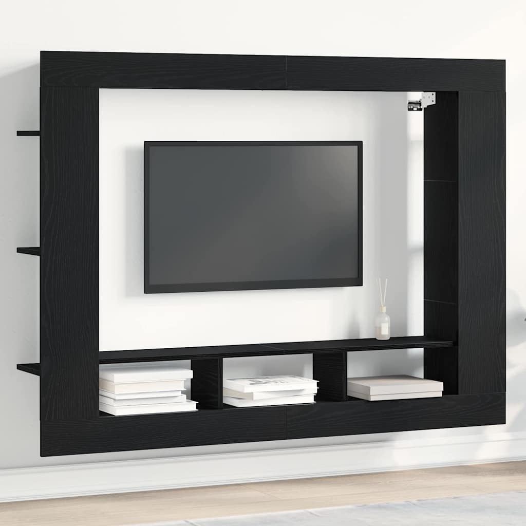 TV-skab Vægmonteret Sort eg 152 x 22 x 113 cm Konstrueret træ