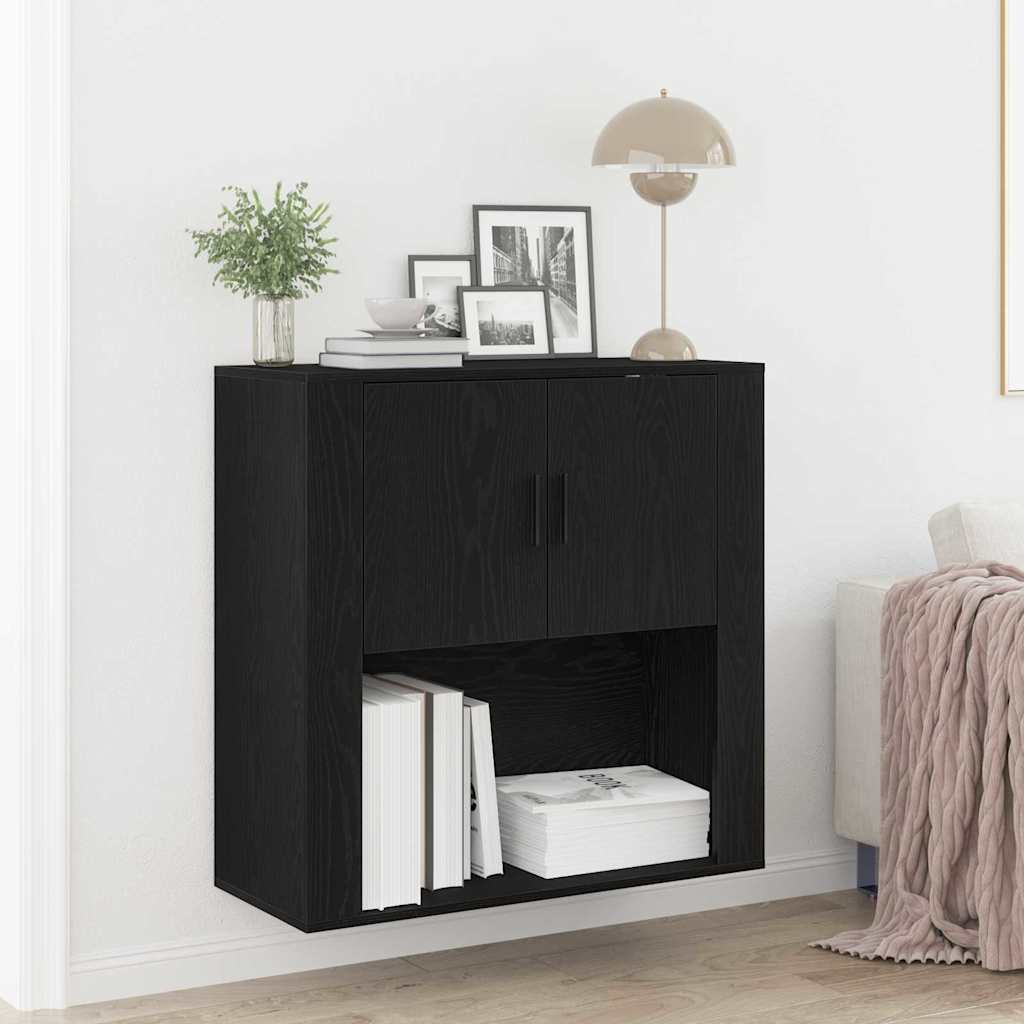 Vægskab med hylde Sort eg 80 x 33 x 80 cm Konstrueret træ