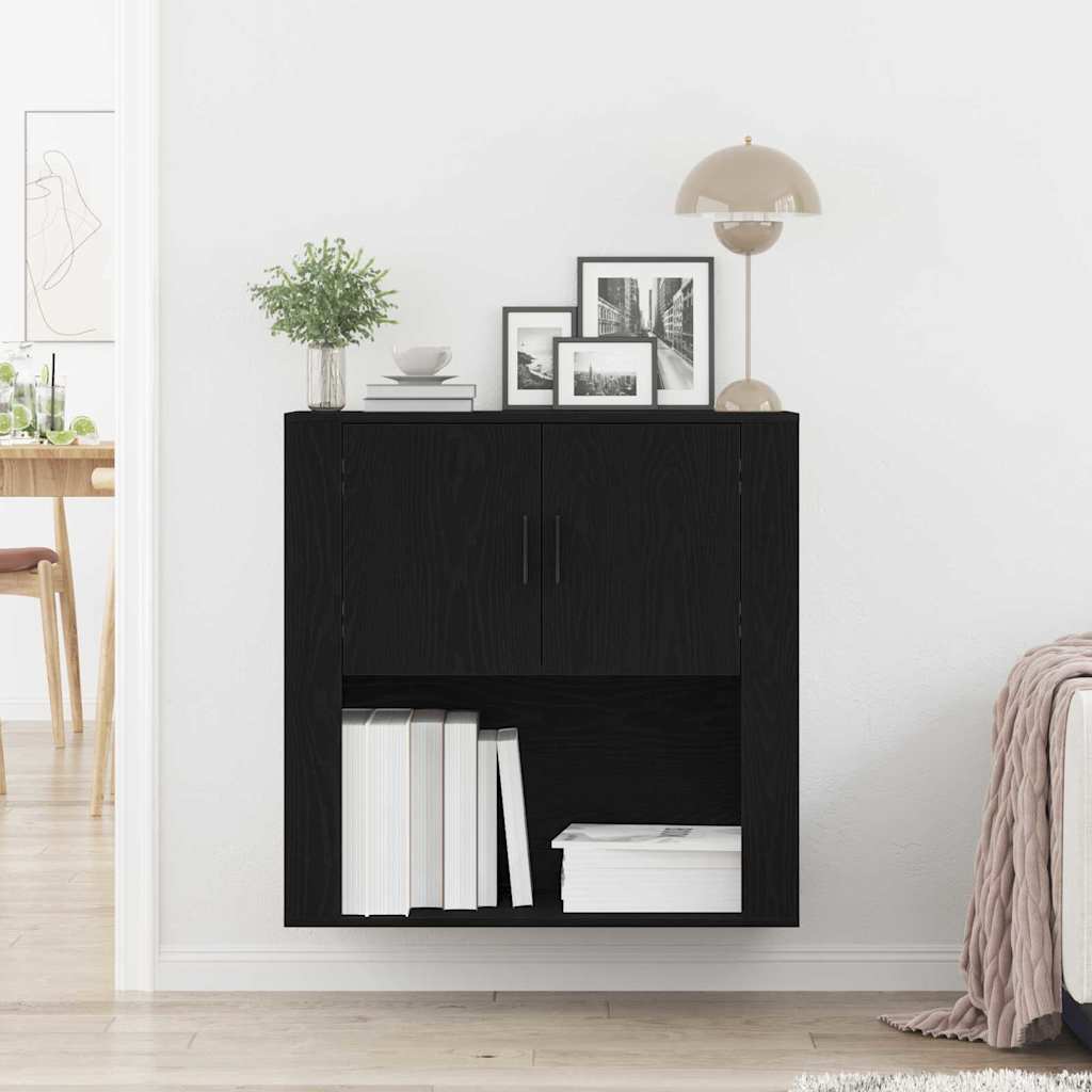 Vægskab med hylde Sort eg 80 x 33 x 80 cm Konstrueret træ