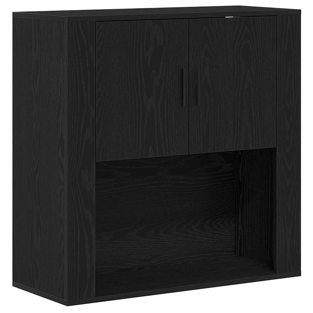 Vægskab med hylde Sort eg 80 x 33 x 80 cm Konstrueret træ