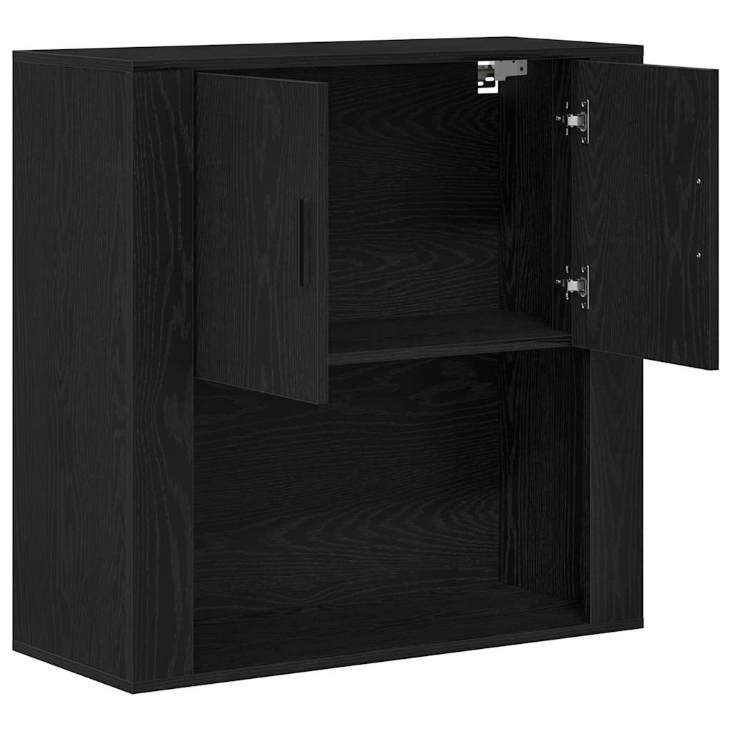 Vægskab med hylde Sort eg 80 x 33 x 80 cm Konstrueret træ