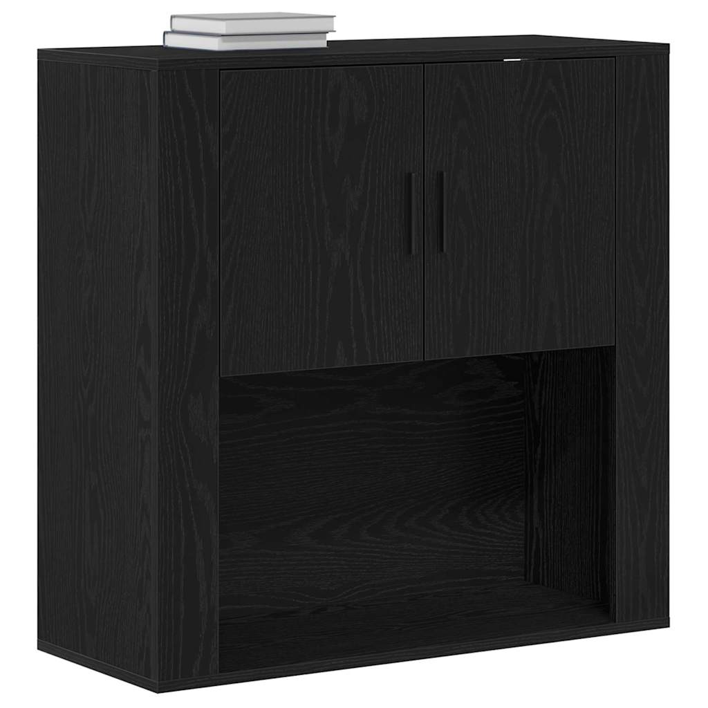 Vægskab med hylde Sort eg 80 x 33 x 80 cm Konstrueret træ