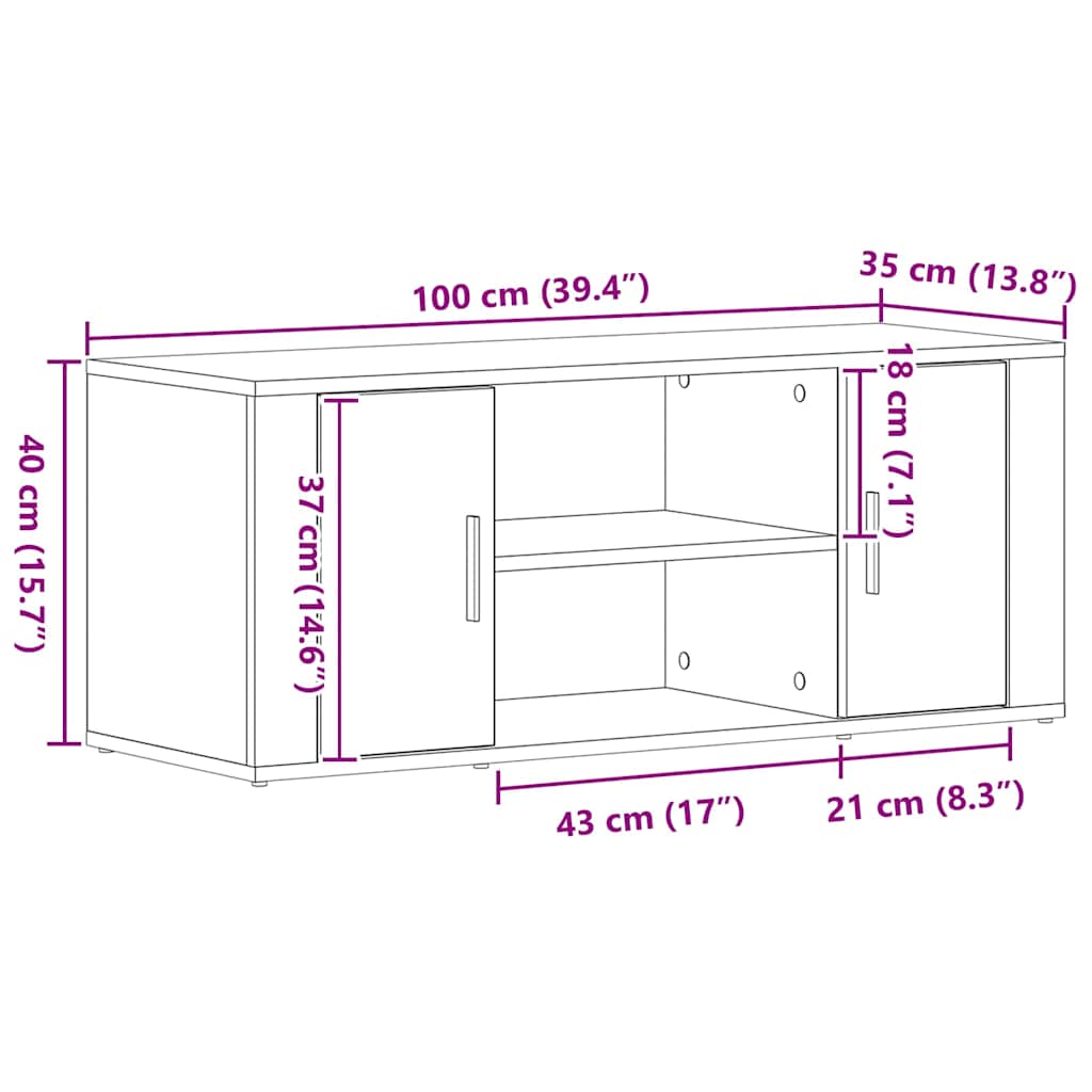 TV-skab Sort eg 100 x 35 x 40 cm Konstrueret træ