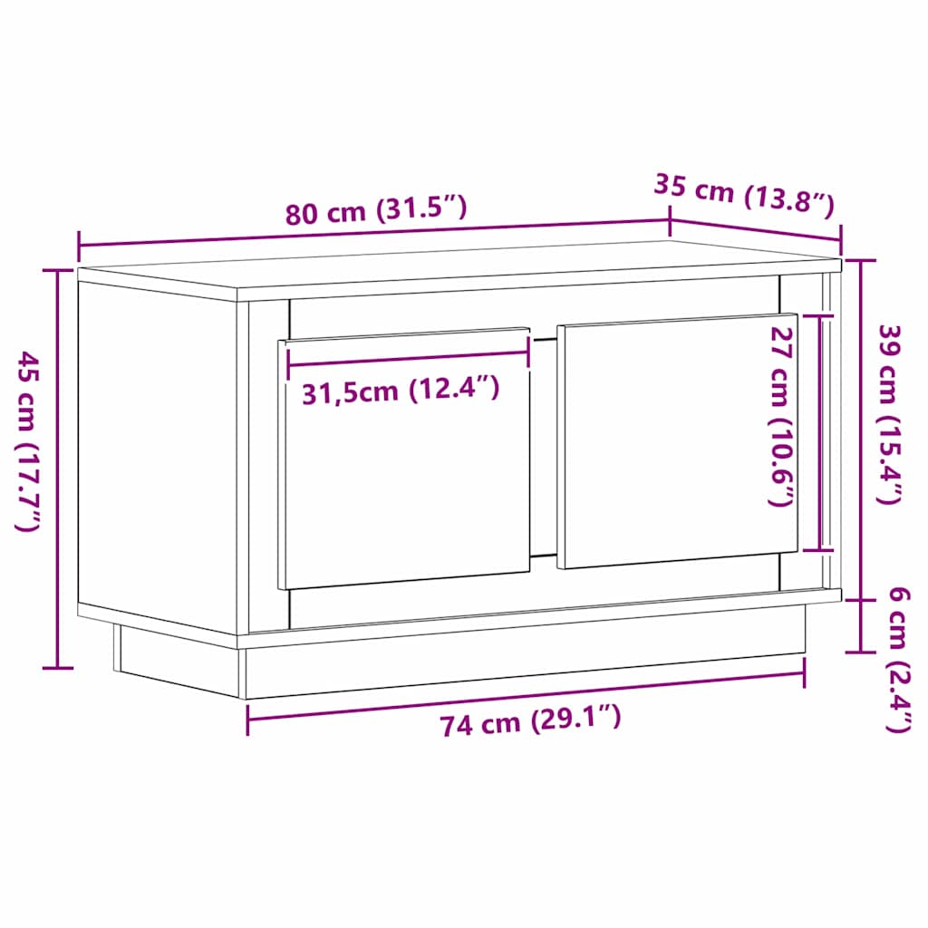 TV-skab Sort eg 80 x 35 x 45 cm Konstrueret træ