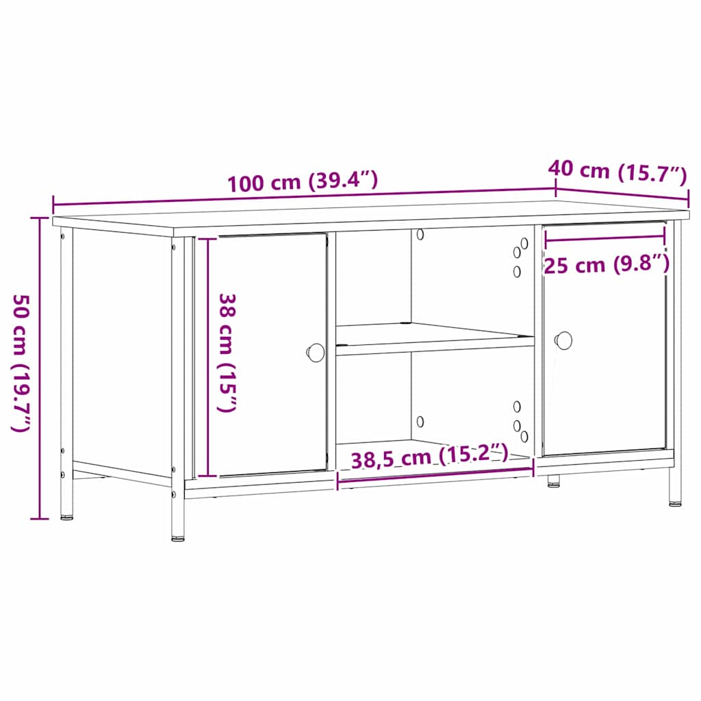 TV-skab Gammelt træ 100 x 40 x 50 cm Konstrueret træ