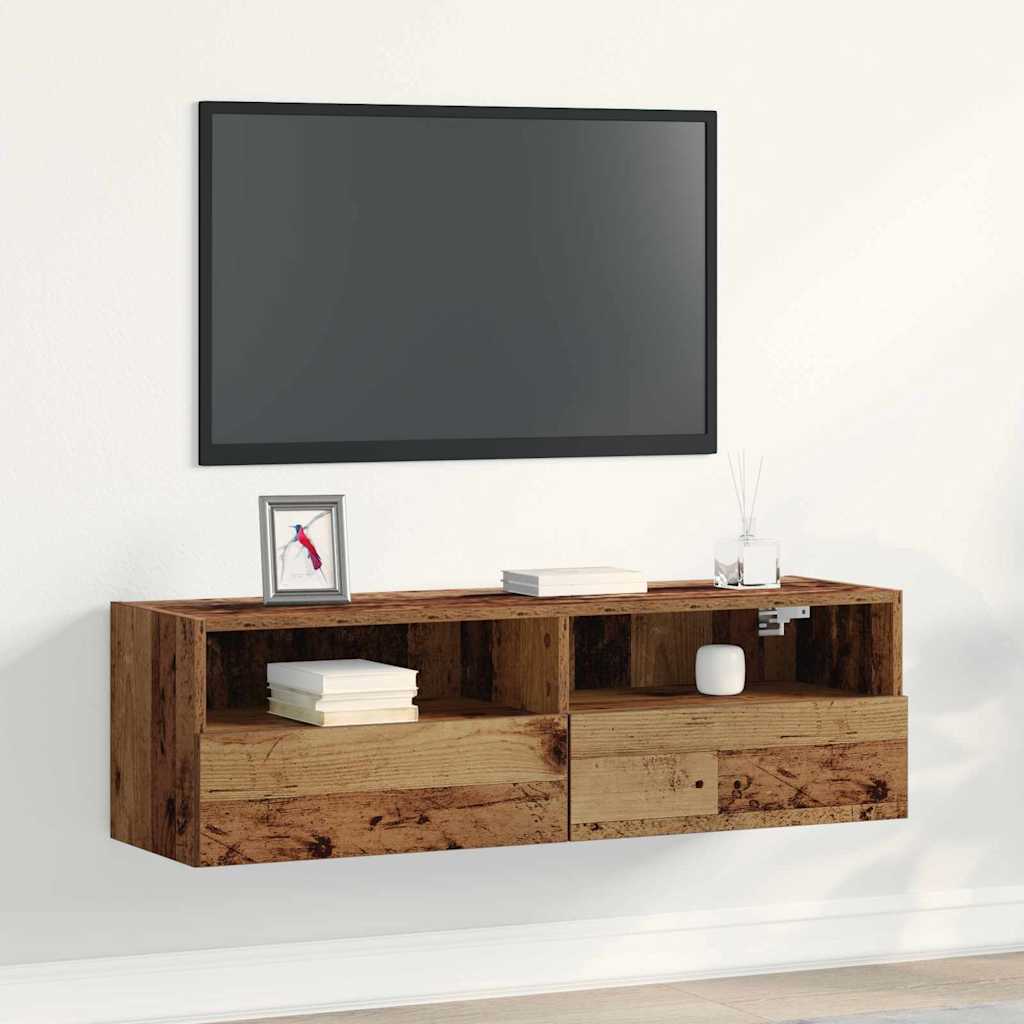TV vægskab Gammelt træ 100 x 30 x 30 cm Konstrueret træ