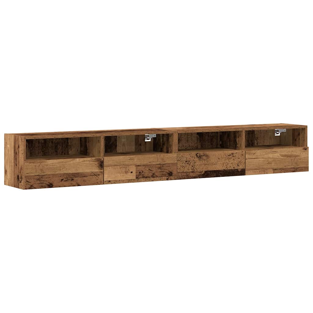 TV vægskab 2 pcs Gammelt træ 100 x 30 x 30 cm Konstrueret træ