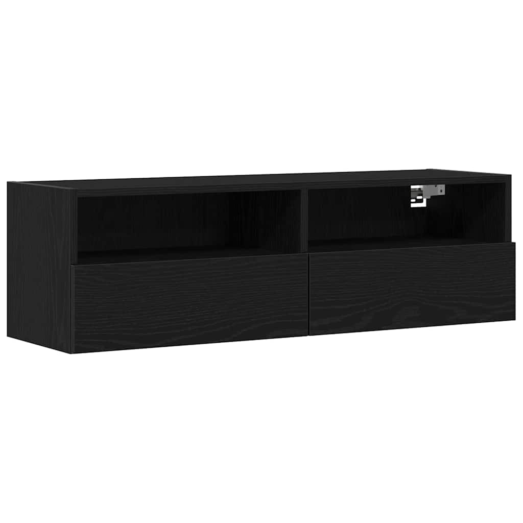 TV vægskab Vægmonteret Sort eg 100 x 30 x 30 cm Konstrueret træ