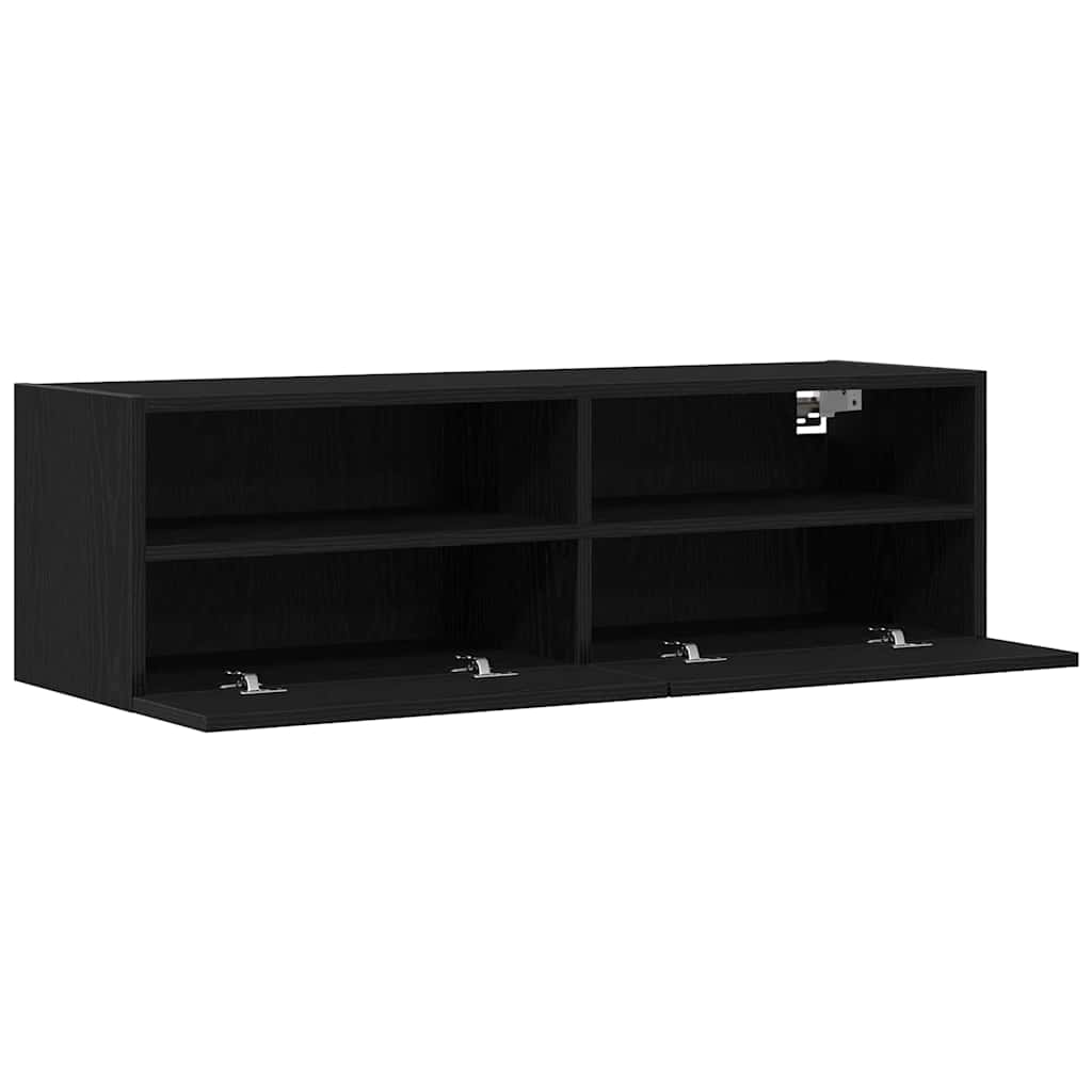 TV vægskab Vægmonteret Sort eg 100 x 30 x 30 cm Konstrueret træ