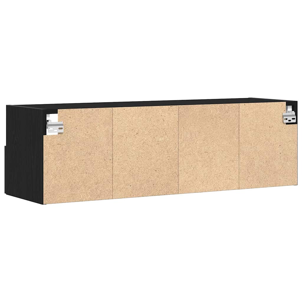 TV vægskab Vægmonteret Sort eg 100 x 30 x 30 cm Konstrueret træ