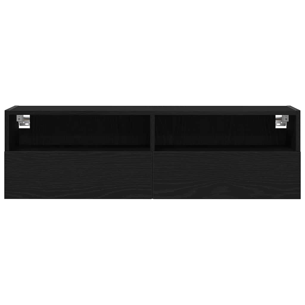 TV vægskab Vægmonteret Sort eg 100 x 30 x 30 cm Konstrueret træ