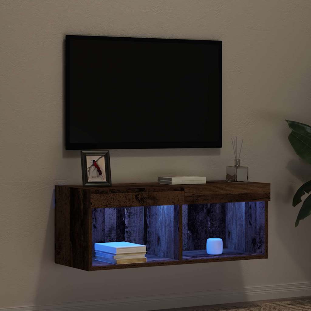 TV-skab Vægmonteret Gammelt træ 80 x 30 x 30 cm Konstrueret træ